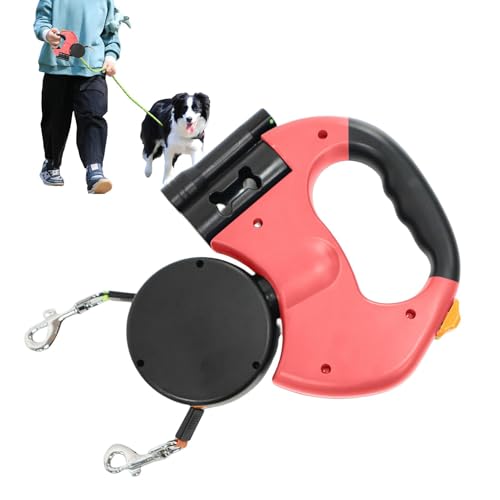 Retractable Dog Lead | Double Pet Retractable Lead | 360-Degree Rotatable Double Pet Lead for Enhanced Control | Wear-Resistant Cord Ideal for Night Walking, Hiking, and Travel von Fravsiu