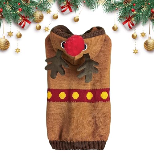 weihnachts-Kapuzenpullover für Hunde Rentier Hundepullover Weihnachtspullover Haustier weicher warmer Kapuzenpullover für kleine Hunde Katzen Haustierkleidung do von Fravsiu