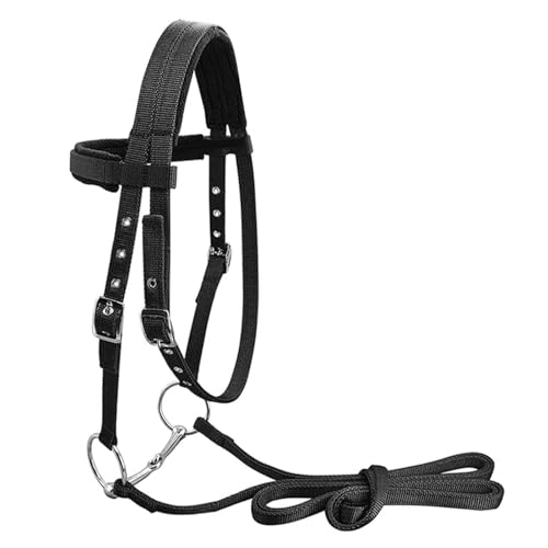 Frdhee Trensenzaum Lilly, Trensenzaum Gebisslos Horses Schwarz Hochwertige Trense Trensenzaum Soft gebisslos Comfort Zaumzeug mit Zügel von Frdhee