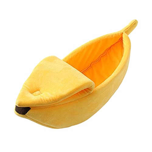 Frdun Bananenschalen Katzenhaus, Süßes Katzenbett Bananenförmiges Weiches Katzen Kuschelbett, Schöne Heimtierbedarf für Katzenkätzchen, Kaninchen, kleine Hunde von Frdun