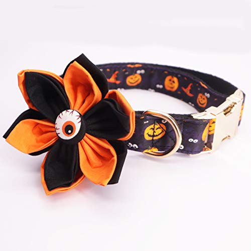 Free Sunday Hundehalsband, Halloween Hundehalsband, Orange Halloween Hundehalsband, Orange Hundehalsband, Geist Hundehalsband, Blume, Halsband Blume, Hundeblume (L) von Free Sunday