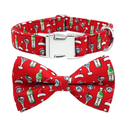 Weihnachtliche Hundefliege | Individuelle einzigartige Schleife | Premium Durable Fabric Dog Collar | Jungen & Mädchen Hund Fliege Halsband | Mittlere und große Hunde von Free Sunday