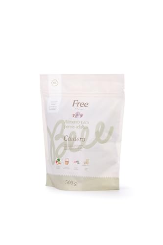 Free by Dingonatura. Futtermittel für ausgewachsene Hunde, natürliche und vollständige Fütterung, mit Superfood, Getreidefrei, Geeignet für alle Größen, 24% Protein, mit Weidelamm 500g von Free by Dingonatura