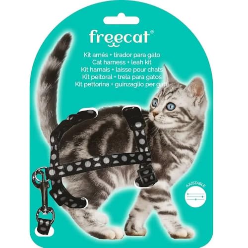 FREEDOG Set Geschirr + Katzengriff, rot, 10 mm x 22/32 cm, 10 mm x 120 cm von Freedog