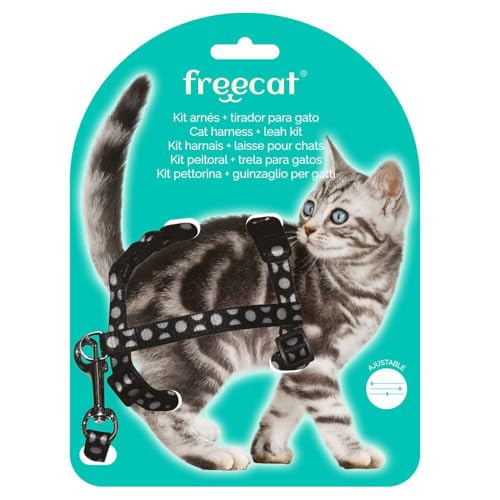 Freedog Set Geschirr + Katzengriff, Schwarz, 10 mm x 22/32 cm, 10 mm x 120 cm von Freedog