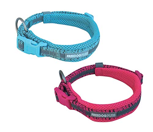 freedog Hundehalsband, Gemustert, Nylon, reflektierend, Blau oder Rosa von Freedog