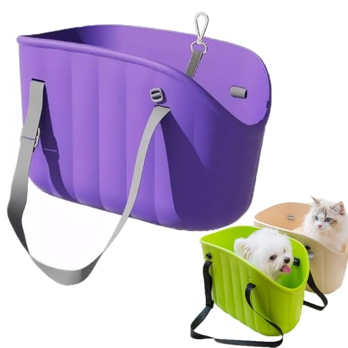 Hundetragetasche, wasserdichte Eva-Hundetragetasche, Haustier-Reisetasche mit Gürtel, große Haustier-Transporttasche, tragbare Haustier-Umhängetasche für kleine Hunde und Katzen (Purple) von Frenaki