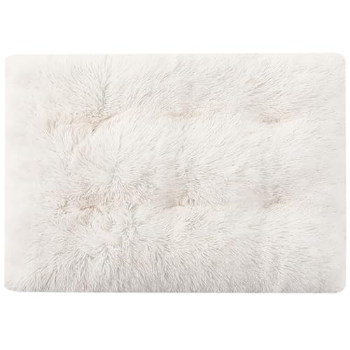 FresQa Haustiermatte Hund Langer Plüsch Winter Warmes Schlafbett Komfortables Katzennest Zubehör,Clear,XL von FresQa