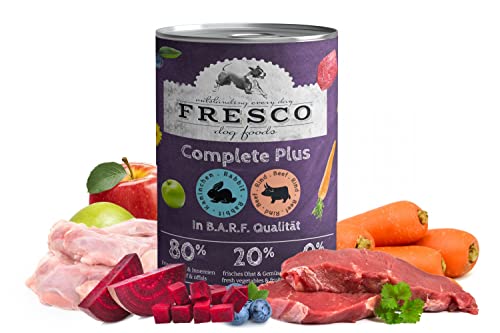 Complete Plus Kaninchen mit Rind (haltbares B.A.R.F) Dosengröße 400g | getreidefrei | gesund und natürlich | ohne künstliche Zusätze | Made in Germany von Fresco Dog