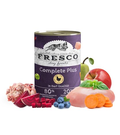 FRESCO Dog Complete Plus NassBarf Huhn 6 x 800g | Nassbarf getreidefrei für Hunde| gesund und natürlich | ohne künstliche Zusätze | Made in Germany von Fresco Dog