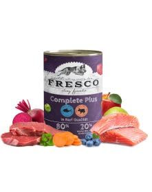 FRESCO Dog Complete Plus NassBarf Lachs mit Rind 12 x 400g | Nassbarf getreidefrei für Hunde| gesund und natürlich | ohne künstliche Zusätze | Made in Germany von Fresco Dog