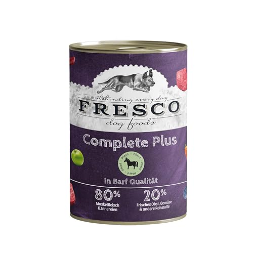 FRESCO Dog Complete Plus NassBarf Pferd 6 x 800g | Barf Nassfutter getreidefrei für Hunde | gesund und natürlich | ohne künstliche Zusätze | Made in Germany von Fresco Dog