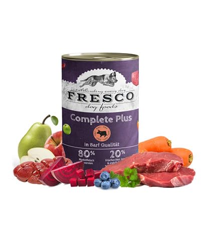 FRESCO Dog Complete Plus NassBarf Rind 6 x 800g | Nassbarf getreidefrei für Hunde| gesund und natürlich | ohne künstliche Zusätze | Made in Germany von Fresco Dog