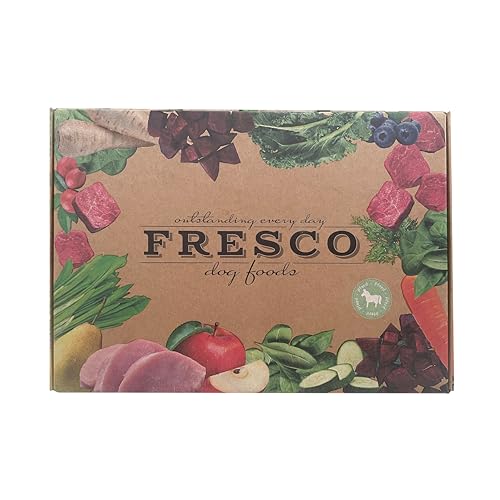 FRESCO Dog Feinschmeckerbox Pferd - Geschenkbox für Hunde mit Snacks, Kaustangen und Barf-Menüs - 100% natürlich und getreidefrei - Leckerlis und Hundefutter für alle Rassen (300g, Pferdefleisch) von Fresco Dog