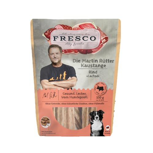 FRESCO Dog Martin Rütter Leckerli | Kaustangen mit Rind+ Lachsöl 150g | weizenfreies Hundeleckerli aus 100% frischen Zutaten | gesunder Snack zur Unterstützung Zahnpflege von Fresco Dog