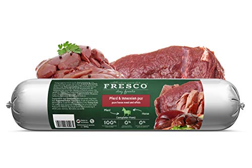 Fresco Dog Die Barf Wurst Pferd Pur | 400g | Futtermittel für Hunde | Kann dabei helfen Hunde optimal zu versorgen | Nur eine Proteinquelle | Alleinfuttermittel Pferd & Innereien Pur von Fresco Dog