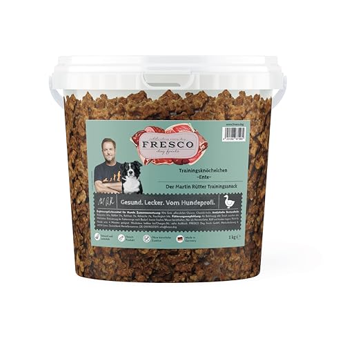 FRESCO Dog Martin Rütter Trainingsknöchelchen Ente 1kg | Leckerlies für Hunde mit viel Fleisch | getreidefrei & zuckerfrei| 100% frische Zutaten | für Belohnung, Training und als Snack von Fresco Dog