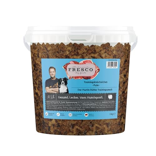 FRESCO Dog Martin Rütter Trainingsknöchelchen Pute 1kg | getreidefreie & zuckerfreie Hundeleckerlis | aus frischem Fleisch | 100% frische & natürliche Zutaten | für Belohnung, Training und als Snack von Fresco Dog