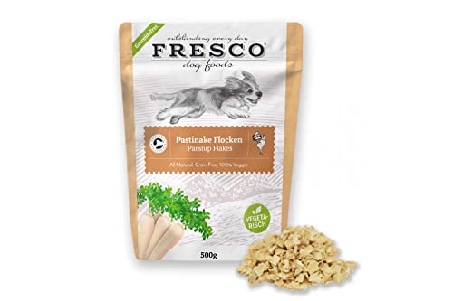 Fresco Pastinaken Flocken | 500 g | Ergänzungsfuttermittel für Hunde | Zur Unterstützung der Darmflora, Niere und Leber | Enthält Vitamin B und C | Ballaststoffreiche Gemüseflocken von Fresco Dog