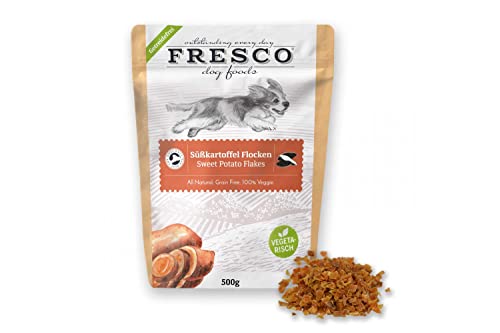 Fresco Süßkartoffel Flocken | 500 g | Ergänzungsfuttermittel für Hunde | Zur Unterstützung des Immunsystems, Blutzuckerspiegels und der Verdauung | Mit Kalium, B-Vitaminen und Kalzium von Fresco Dog