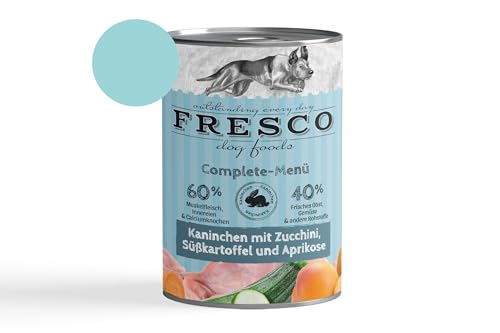 Fresco Complete-Menü 6 x 400g Kaninchen m. Zucchini, Süßkartoffel & Aprikose (haltbares B.A.R.F.) | ohne künstliche Zusätze | Getreidefrei | schonend dampfgegart von Fresco