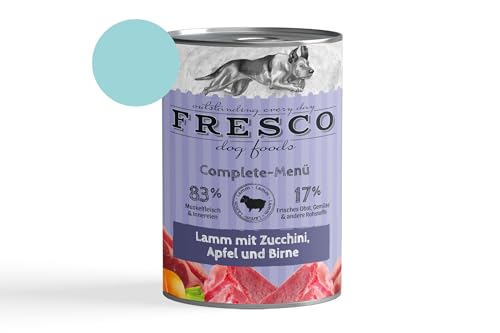 Fresco Complete-Menü 6 x 400g Lamm m. Zucchini, Apfel & Birne (haltbares B.A.R.F.) | ohne künstliche Zusätze | Getreidefrei | schonend dampfgegart von Fresco