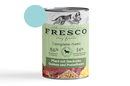 Fresco Complete-Menü 6 x 400g Pferd m. Steckrübe, Quinoa & Preiselbeere (haltbares B.A.R.F.) | ohne künstliche Zusätze | Getreidefrei | schonend dampfgegart von Fresco