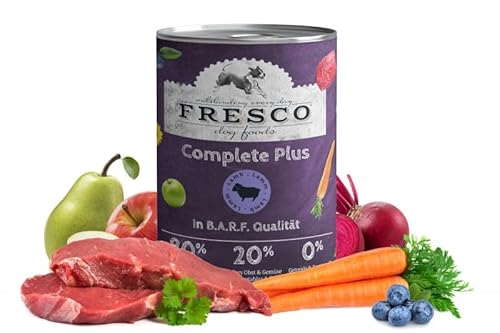 Fresco Complete Plus (haltbares B.A.R.F.) Lamm | 6 x 400g | Hoher Anteil an frischem Fleisch und frischen Innereien | schonend dampfgegart | Nassfutter für Hunde von Fresco