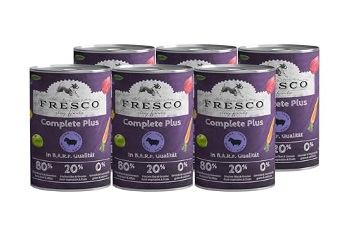 Fresco Complete Plus 6 x 800g Lamm (haltbares B.A.R.F.) | Vorteilspaket | Nassfutter für Hunde | getreidefrei | ohne künstliche Zusätze | natürliches und gesundes Hundefutter von Fresco