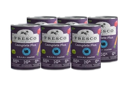 Fresco Complete Plus 6 x 800g Pute (haltbares B.A.R.F.) | Vorteilspaket | Nassfutter für Hunde | getreidefrei | ohne künstliche Zusätze | natürliches und gesundes Hundefutter von Fresco