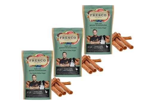 Fresco - Der Martin Rütter Riegel | aus reinem Entenfleisch mit ganzen Birnenstücken 3X 100g | Der Echt-Fleisch Monoproteinsnack | getreidefrei, gesund und natürlich von Fresco