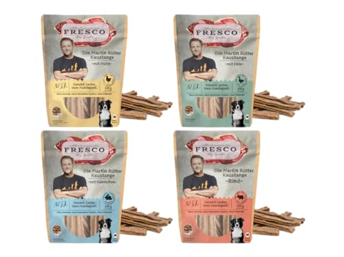 Fresco Die Martin Rütter Kaustange Multipack | Huhn, Ente, Rind & Kaninchen | 4 x 150g | kauen trägt zur allgemeinen Zahn- und Maulhygiene bei von Fresco