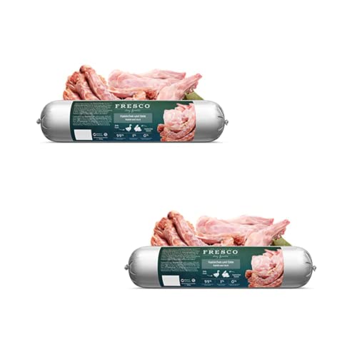 Fresco Dog Barf Wurst Complete-Menü Kaninchen und Ente | Doppelpack | 2 x 400g | Futtermittel für Hunde mit Kaninchen und Ente| Kann dabei helfen Hunde optimal zu versorgen von Fresco
