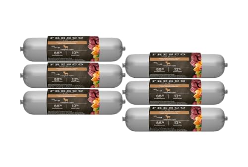 Fresco Dog Barf Wurst Complete-Menü WILD mit KÜRBIS, Apfel und PREISELBEERE | 6 x 400g Hundefutter von Fresco