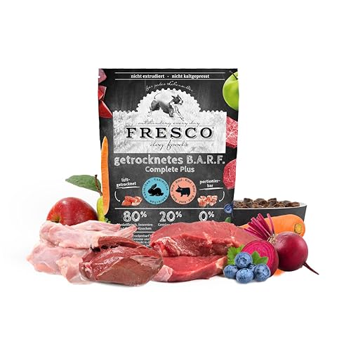 FRESCO Dog Complete Plus Trockenbarf Kaninchen mit Rind 2,5kg | Barf Trockenfutter für Hunde aus frischem Fleisch, Obst und Gemüse | 100% natürliche Zutaten | ohne künstliche Zusätze von Fresco Dog