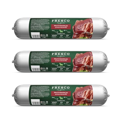 Fresco Dog die Barf Wurst Pferd Pur | 3er Pack | 3 x 400 g | Alleinfuttermittel für Hunde | Kann dabei helfen Hunde optimal zu versorgen | Nur Pferd als alleinige Proteinquelle von Fresco