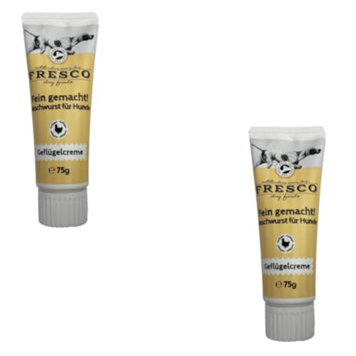 Fresco Fein Gemacht! Geflügelcreme | Doppelpack | 2 x 75 g | Naschwurst für Hunde | Kann unterstützend Sein für den empfindlichen Hundemagen | Kann eine optimale Ergänzung Sein von Fresco