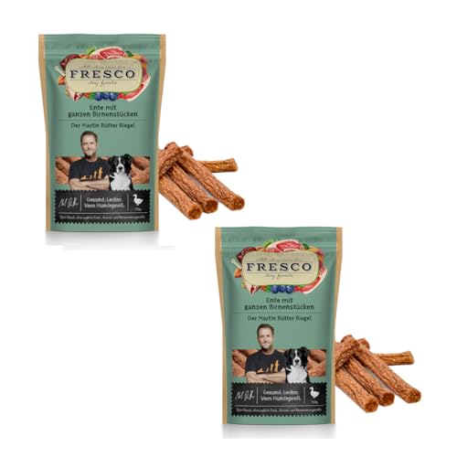 Fresco Martin Rütter Riegel Ente mit ganzen Birnenstückchen | Doppelpack | 2 x 100 g | Ergänzungsfuttermittel für Hunde | Natürlicher Monoproteinsnack aus reinem Entenfleisch von Fresco