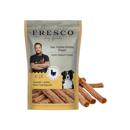 Fresco Martin Rütter Riegel Huhn | 100 g | Ergänzungsfuttermittel für Hunde | Natürlicher Monoproteinsnack aus reinem Hühnerfleisch | Echt-Fleisch Huhn | Wiederverschließbar von Fresco