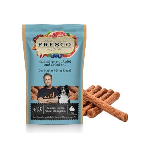 Fresco Martin Rütter Riegel Kaninchen mit Apfel und Grünkohl | 100 g | Ergänzungsfuttermittel für Hunde | Natürlicher Monoproteinsnack aus reinem Kaninchenfleisch | Echt-Fleisch von Fresco