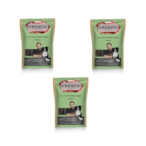 Fresco Martin Rütter Riegel Pferd | 3er Pack | 3 x 100 g | Ergänzungsfuttermittel für Hunde | Natürlicher Monoproteinsnack aus reinem Pferdefleisch | In Riegel-Form von Fresco