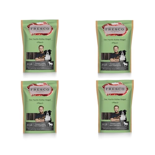 Fresco Martin Rütter Riegel Pferd | 4er Pack | 4 x 100 g | Ergänzungsfuttermittel für Hunde | Natürlicher Monoproteinsnack aus reinem Pferdefleisch | In Riegel-Form von Fresco