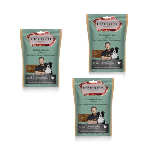 Fresco Martin Rütter Trainingsdrops Ente | 3er Pack | 3 x 150 g | Ergänzungsfuttermittel für Hunde | Natürlicher Monoproteinsnack aus frischem Fleisch von Fresco