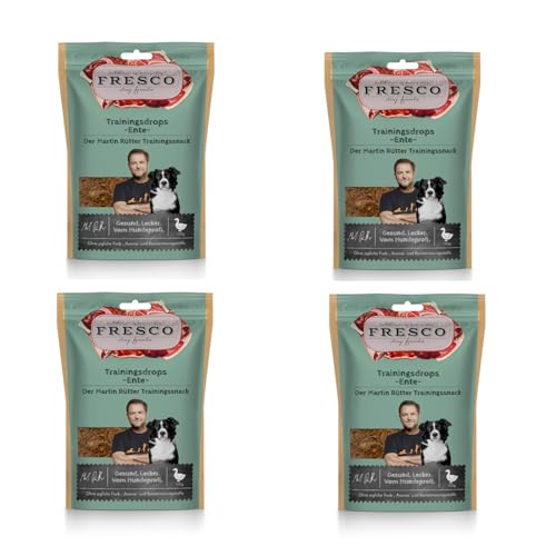 Fresco Martin Rütter Trainingsdrops Ente | 4er Pack | 4 x 150 g | Ergänzungsfuttermittel für Hunde | Natürlicher Monoproteinsnack aus frischem Fleisch von Fresco