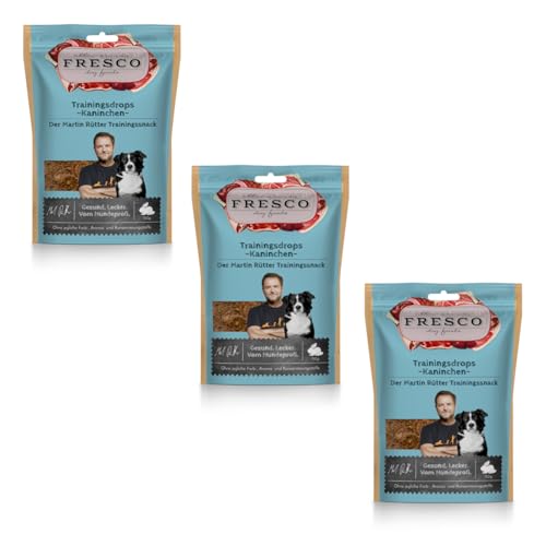 Fresco Martin Rütter Trainingsdrops Kaninchen | 3er Pack | 3 x 150 g | Ergänzungsfuttermittel für Hunde | Natürlicher Monoproteinsnack aus frischem Kaninchenfleisch von Fresco