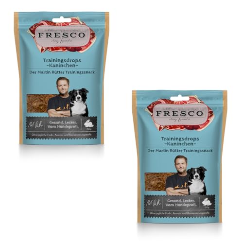 Fresco Martin Rütter Trainingsdrops Kaninchen | Doppelpack | 2 x 150 g | Ergänzungsfuttermittel für Hunde | Natürlicher Monoproteinsnack aus frischem Kaninchenfleisch von Fresco