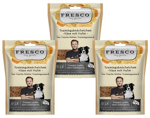 Fresco Martin Rütter Trainingsknöchelchen | Natürlicher Proteinsnack aus Käse und Huhn 3X 150g | Leckerer Snack für Hunde | Hundeleckerli | Echtfleischprodukt | Gesund und natürlich von Fresco
