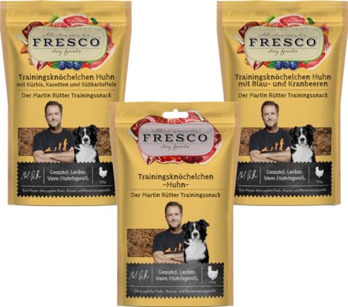 Fresco Martin Rütter Trainingsknöchelchen Probierpaket Huhn | 3 x 150g | Natürlicher Monoproteinsnack | Leckerer Snack für Hunde von Fresco
