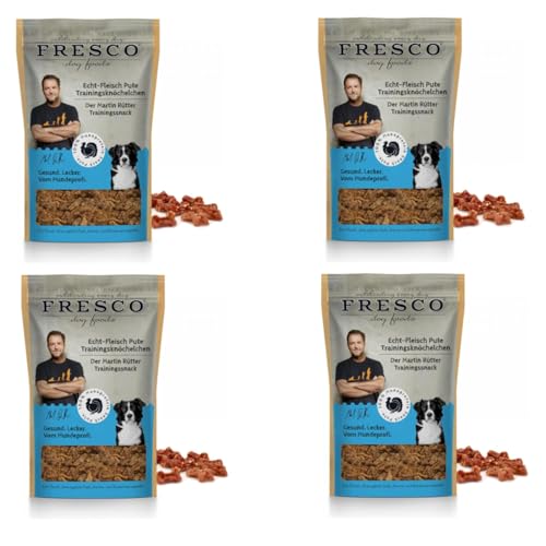 Fresco Martin Rütter Trainingsknöchelchen Pute pur | 4er Pack | 4 x 150 g | Natürlicher Monoproteinsnack für Hunde in Knochenform | Getreidefreie Rezeptur von Fresco