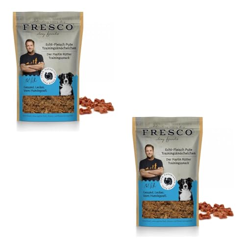 Fresco Martin Rütter Trainingsknöchelchen Pute pur | Doppelpack | 2 x 150 g | Natürlicher Monoproteinsnack für Hunde in Knochenform | Getreidefreie Rezeptur von Fresco